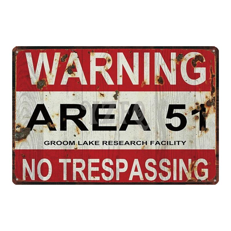 Area 51 Warninng No Trespassing  Retro Metal Sign  Wall kitchen  Home Art Vintage Decor Metal Poster 30X20CM DU-2853