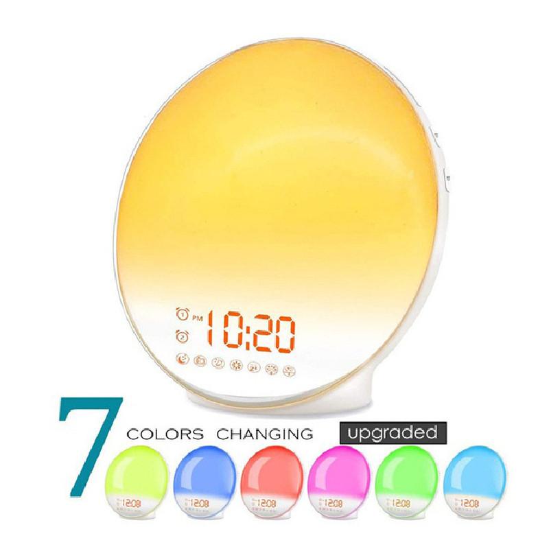 Led Sunrise Sunset Simulation Alarm Clock With Colorful Ambient Light For Relaxation