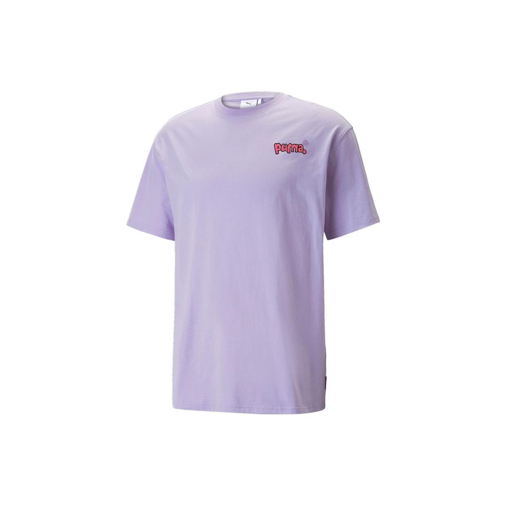 Puma X 8enjamin T Shirts Unisex Lavender Crew Neck Moderate Straight Fit 620703-25