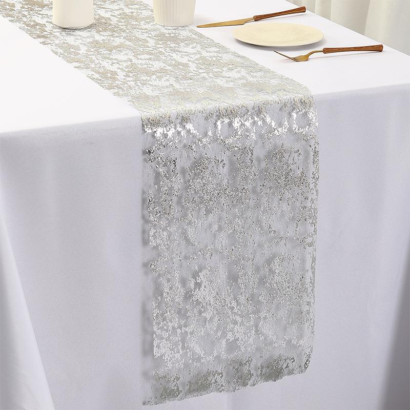 Rouleau de chemins de table fins en maille métallisée à paillettes 28x275cm, Décorations de table pour la maison, mariage, anniversaire, décorations de Noël