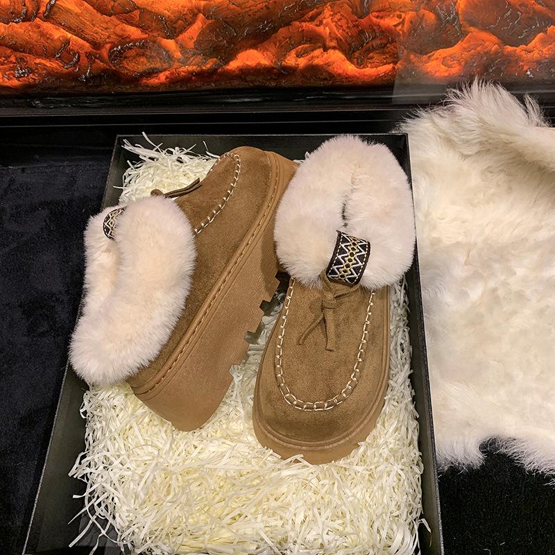 Large Size Mao Mao Shoes Women's Autumn New Snow Boots 2025 Winter Warm Round Head Thick Sole One Pedal Lazy Cotton Shoes