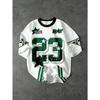 Women's Summer Minimalist Crew Neck Short-Sleeve Loose Casual Sports Printed Jersey T-Shirt