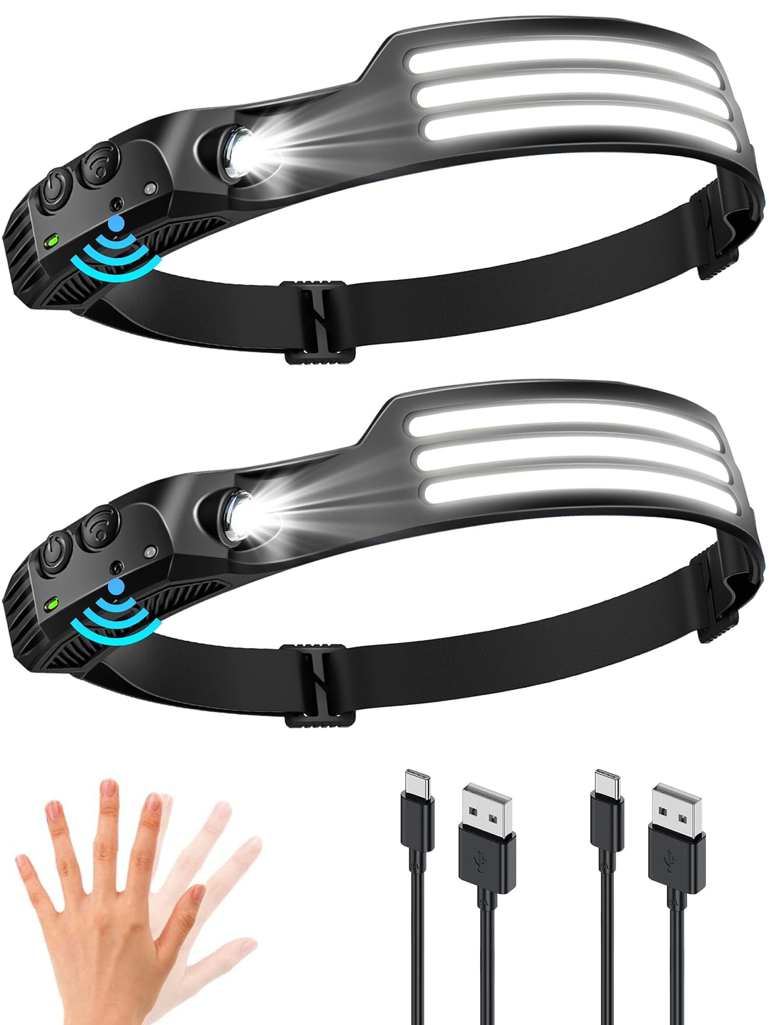 

of White COB LED USB Motion 1000 5 Lighting Helmet High Night Fishing Power Disaster Night Night Work and Other Outdoor Activities [Set 2] Headlamp, чёрный