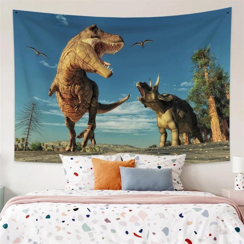 Dinosaur Tapestry Wall Hanging Jurassic Wild Ancient Animal Wall Backdrop for Child Boys Girls Dinosaur Party Bedroom Dorm Decor 74x94cm(29x37in)