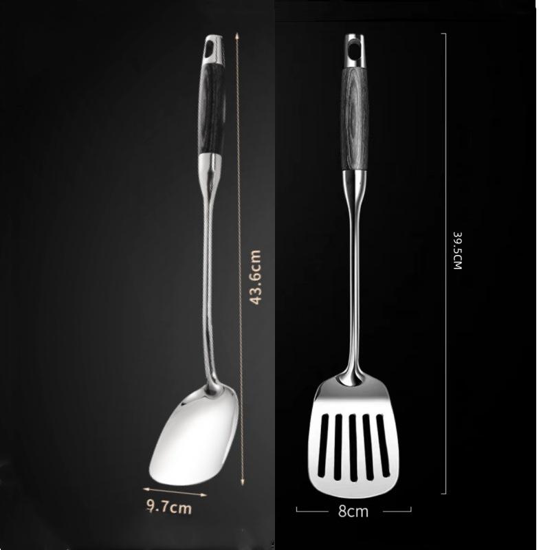 Ebony & Stainless Steel Kitchen Utensil Set with Spatula and Ladle