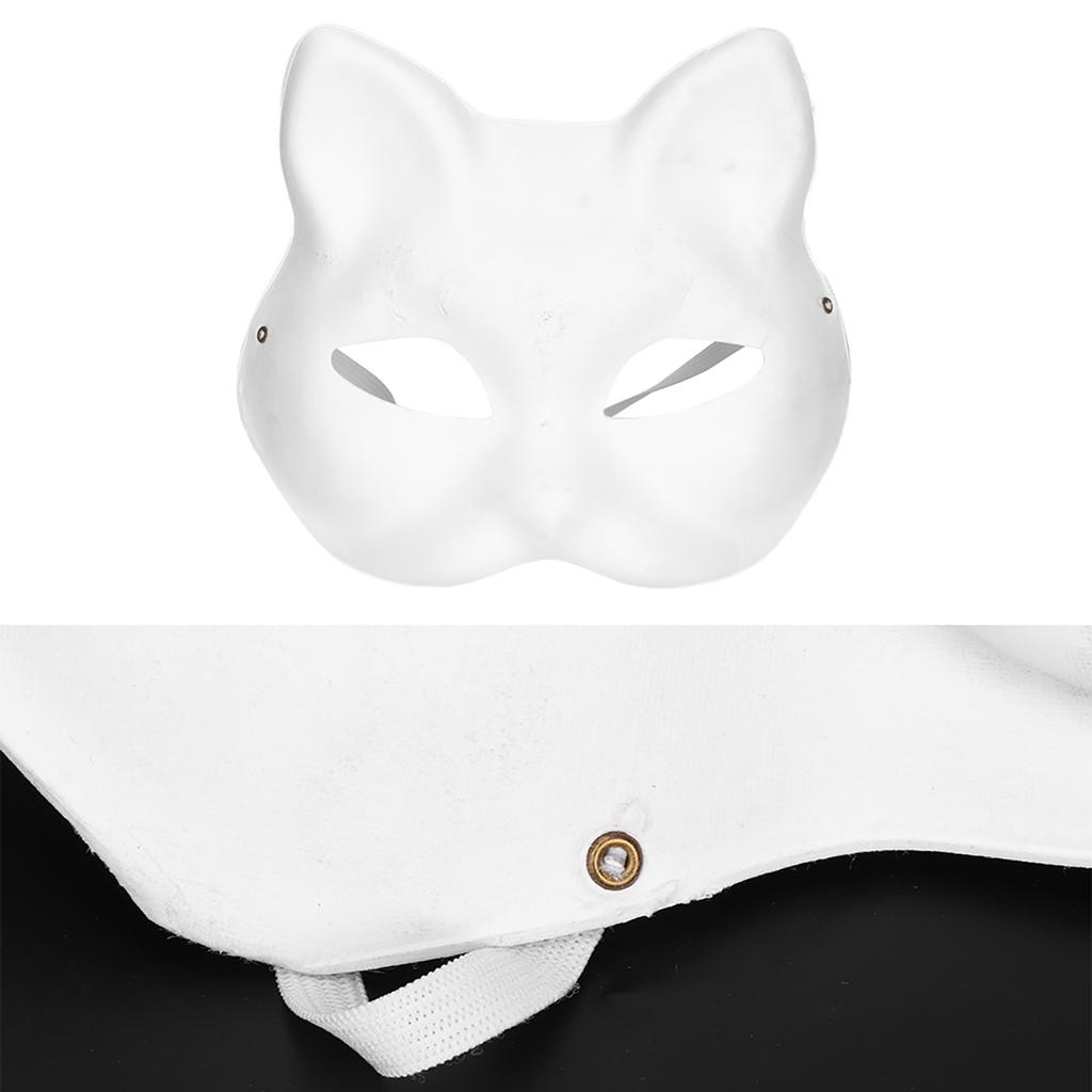 5 Pcs White Mask Adult Blank DIY Drawing Mask Halloween Costume Party Accessory(Cat Face)