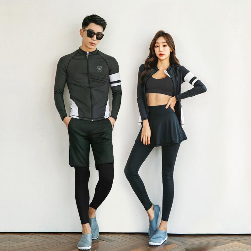 Korean Style Two-Piece Zippered Wetsuit: Men's & Women's Long Sleeve Sun Protection Jellyfish Suit with Long Pants