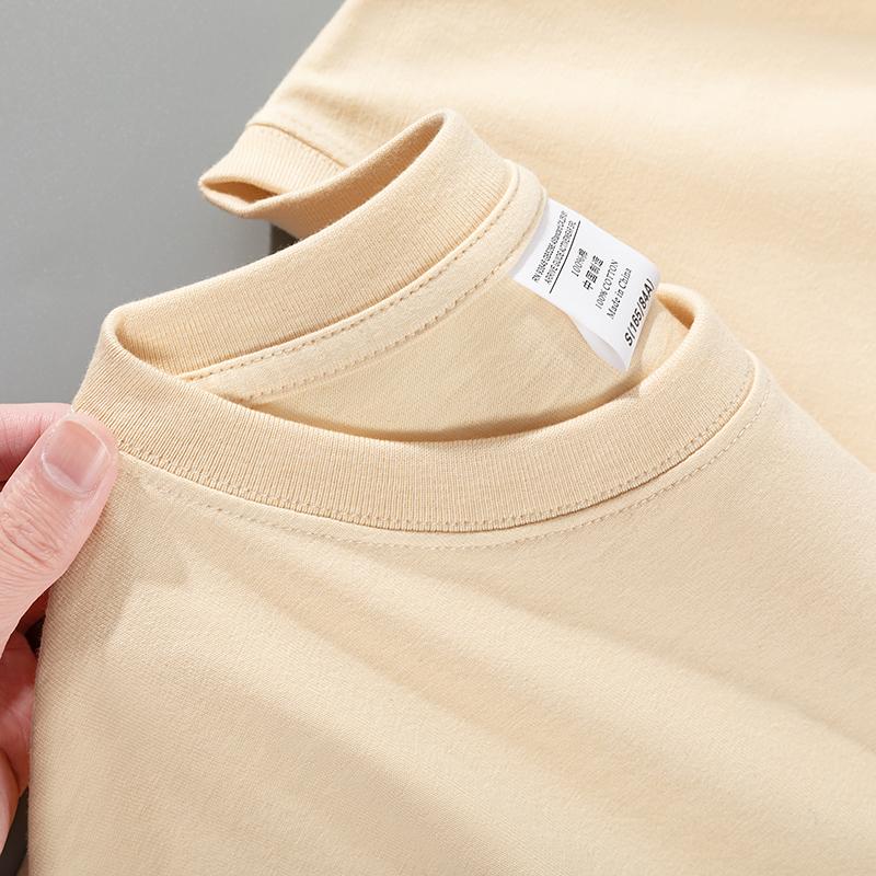Wovey Zwaar Pure Katoen Ronde Hals Korte Mouw T-shirt Zomer Los Comfortabel Veelzijdig Unisex Top XXXL