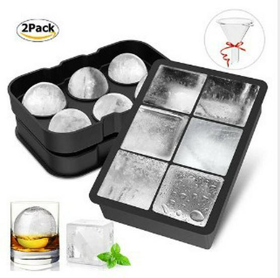 Silicone Ice Cube Mold Set: Long Strip, 6 Squares, 6 Balls, 15 Grids, 37 Grids, Skull Shapes with Lid.