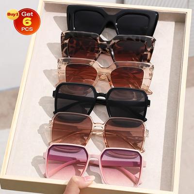 6PCS Cat Eye Square Frame Fashion Y2K Women Sunglasses For Daily Travel Outdoor Clothing Accessories.