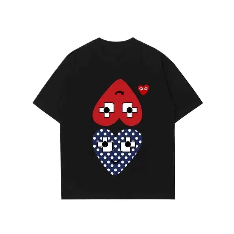 2026 Summer New Play Trendy Brand Men's and Women's Casual Heart Printing Round Neck Couple Outfit Top Short Sleeves T-shirt