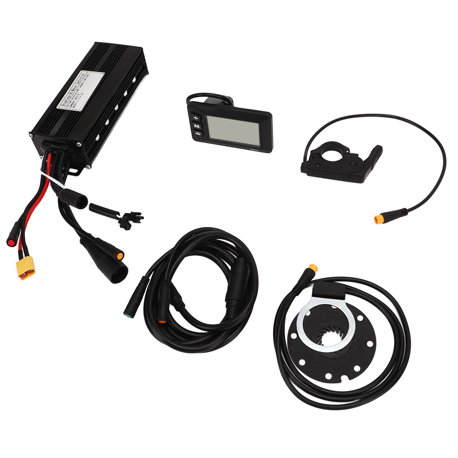 

DC24V 36V 48V 30A Sine Wave Motor Controller With Display Panel Power Sensor Thumb Throttle for DIY Bike Conversion