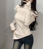 Women's Off-Shoulder Slim Fit Brushed Turtleneck Long Sleeve Top for Autumn/Winter
