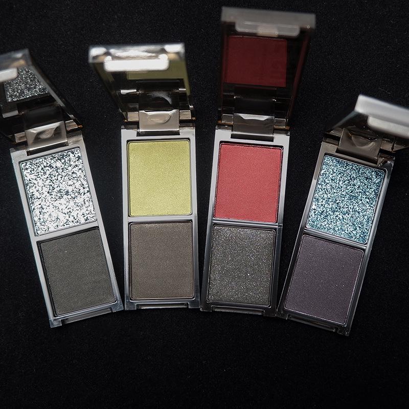 Night Rose Dual Shadow Palette: Dark Smoky Eye with Shimmer, Matte & Glitter for a European Spicy Look.