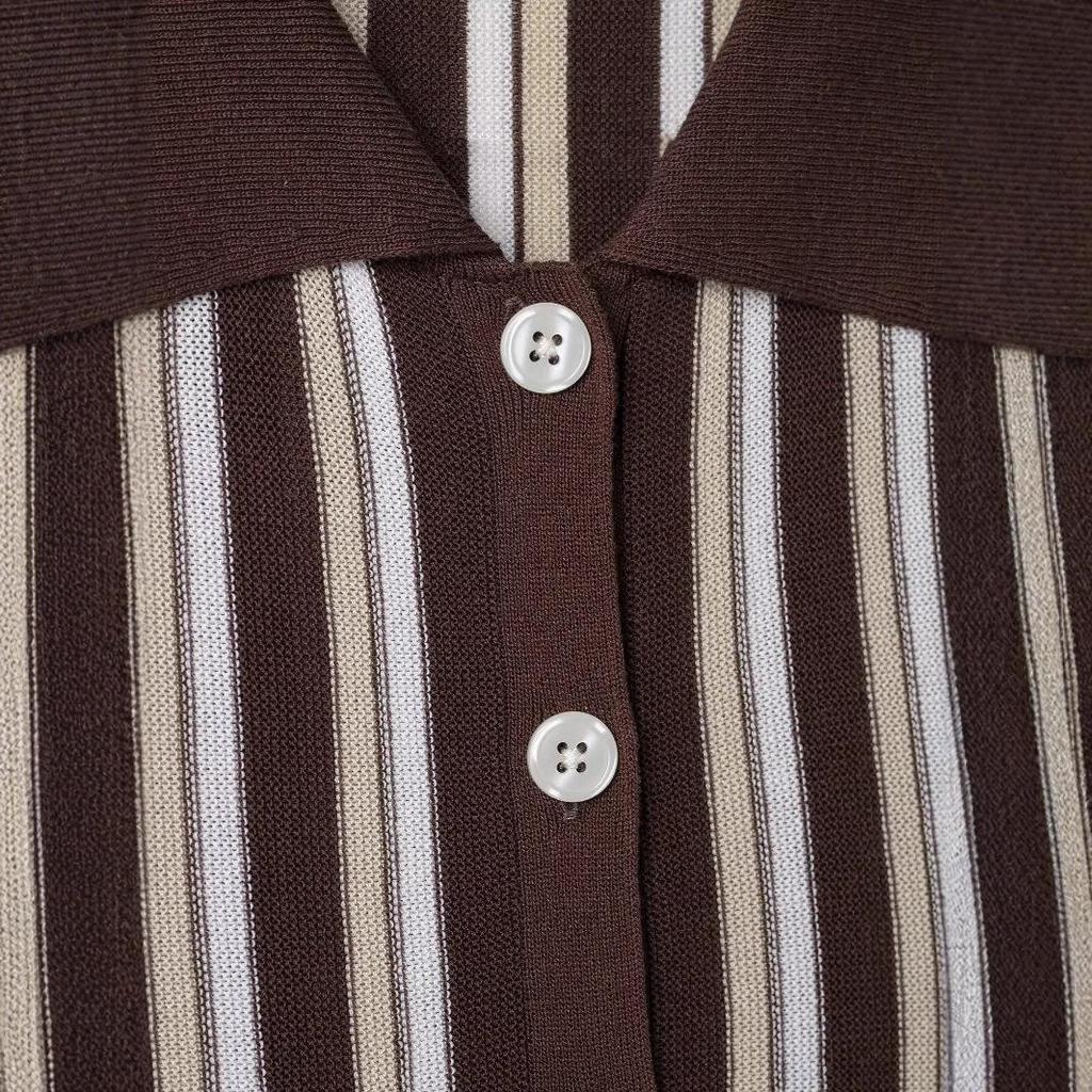 2025 Summer European & American Striped Knit Polo Jacket