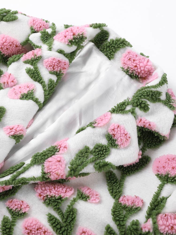 Women's Floral Patterned Jacket Women's Granular Velvet Jacket Ladies' Oversized Suit 2026