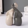 Liebendes Elefantenpaar Statue Schauobjekt (Beige & Grau) für Heimdeko Schlafzimmer Wohnzimmer Tischplatte Bürodekoration Elefant