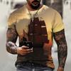 Summer New Men's T-shirt Printed Pattern Wolf Comfortable Casual Short sleeved Top Cool Style Plus Size