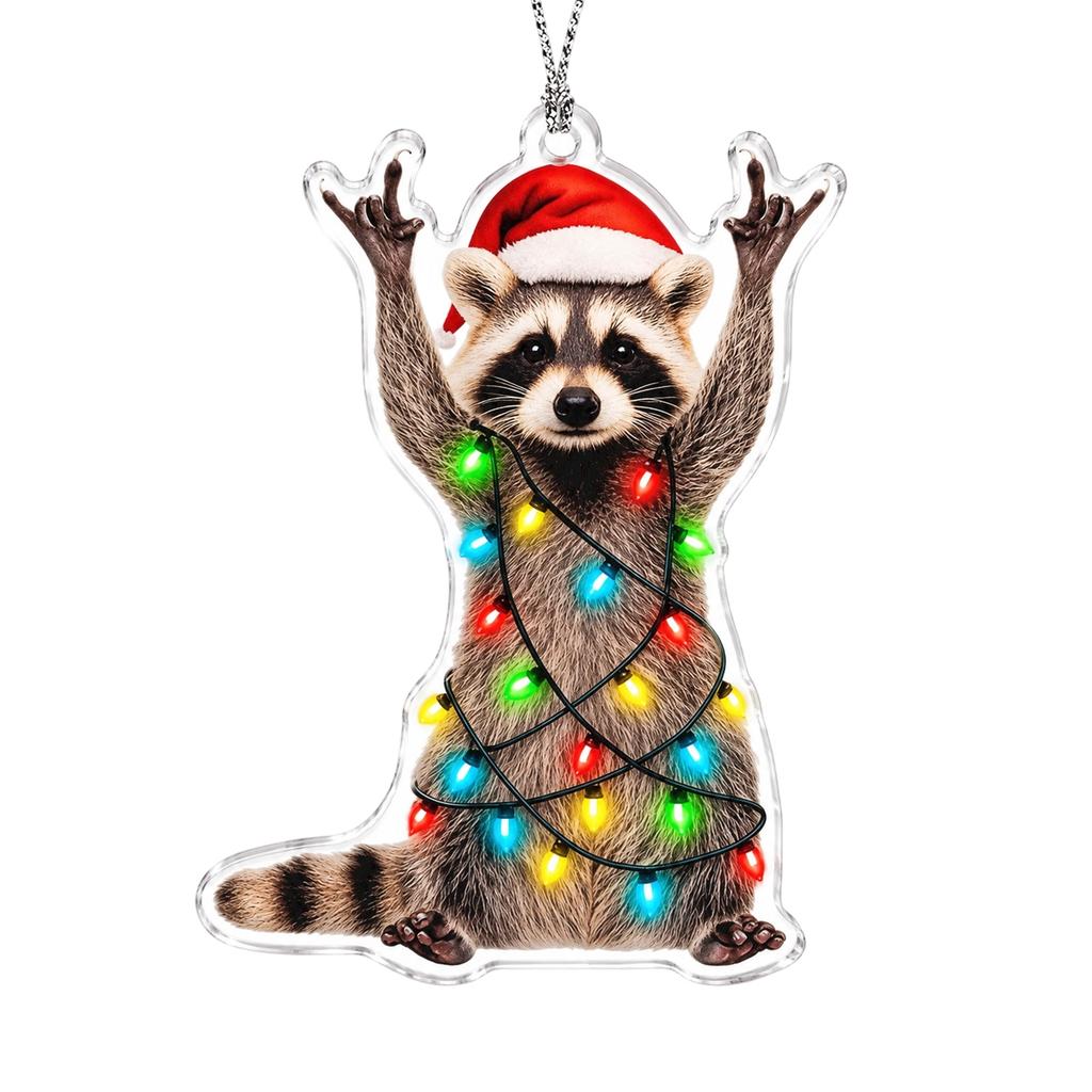 2D Christmas Acrylic Hanging Ornament, Creative Animal and Plant Design for Holiday Decor