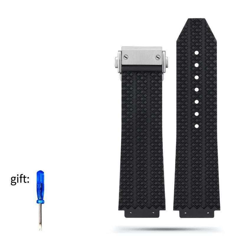 Watch Bands for HUBLOT BIG BANG Silicone Waterproof Men's 25*19mm Watch Strap Chain Watch Accessories Rubber Bracelet Wristband