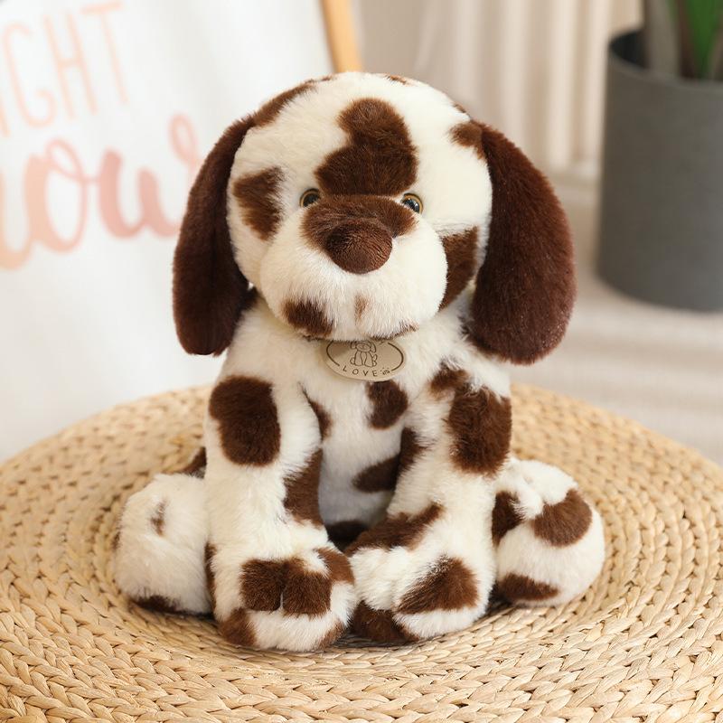 Cute Sitting Spotted Dog Doll Plush Toy Puppy Dog Teddy Dog Doll Children Soothing Rag Doll