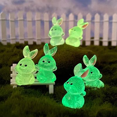 Luminous Little Rabbit Mini Figurine Micro Landscape Decoration Cute Cartoon Miniatures Home Decoration Accessories Gifts