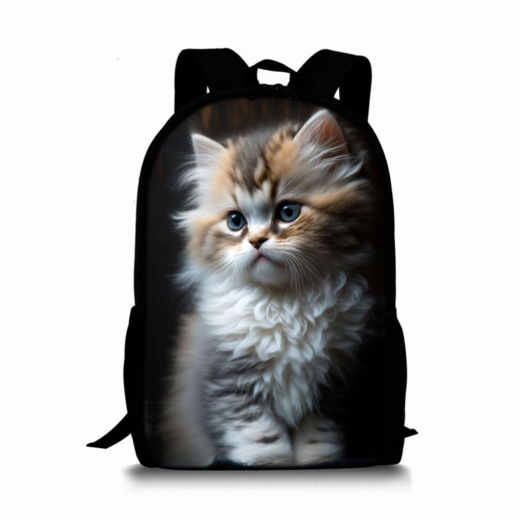 Zaino a strato singolo con stampa di gatti carini per ragazzi e ragazze Migliori regali Borsa scolastica a cartone animato piatto 2D per bambini Borse