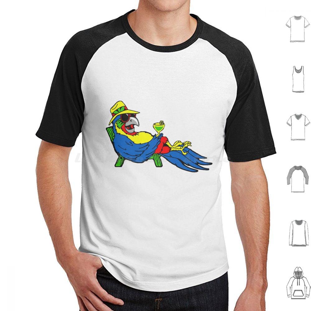 T-shirt Parrot Nyelonjor 6xl Coton Cool Jimmy Buffett Plage Parrothead Margaritaville Buffett Perroquet Surf Pirate
