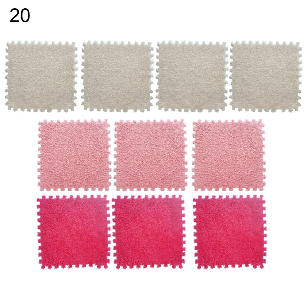 

10Pcs/Set 30*30cm Puzzle Carpet Shaggy Easy Installation Square Fluffy Carpet Tiles Plush Area Rug For Parlor