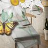 Wood Grain Daisy Butterfly Curtain For Living Room Transparent Tulle Curtains Window Sheer For The Bedroom Accessories Decor