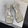 One-word Thick-heeled Sandals Female Toe Versatile Little Fairy 2025 New Internet Celebrity Fashion Set Toe Sandals
