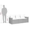 3 Seater Garden Sofa with Cushions Beige Poly Rattan