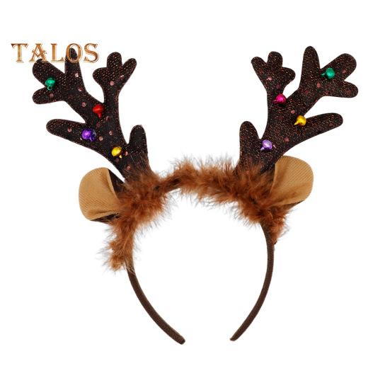 

Рождественский ободок с оленьими рогами для женщин, обруч для волос из оленьих рогов, праздничный костюм, уши, плюшевый материал, гибкий головной убор кофейный