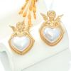 Court Style Personality Retro Creative Design Stud Earrings French Temperament Ins Angel Baby Inlaid Imitation Pearl Earrings