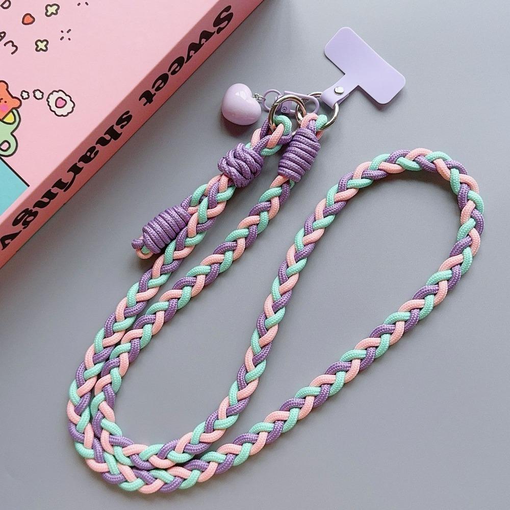 Braided Chain Mobile Phone Crossbody Lanyard Anti-lost Heart Crossbody Phone Strap