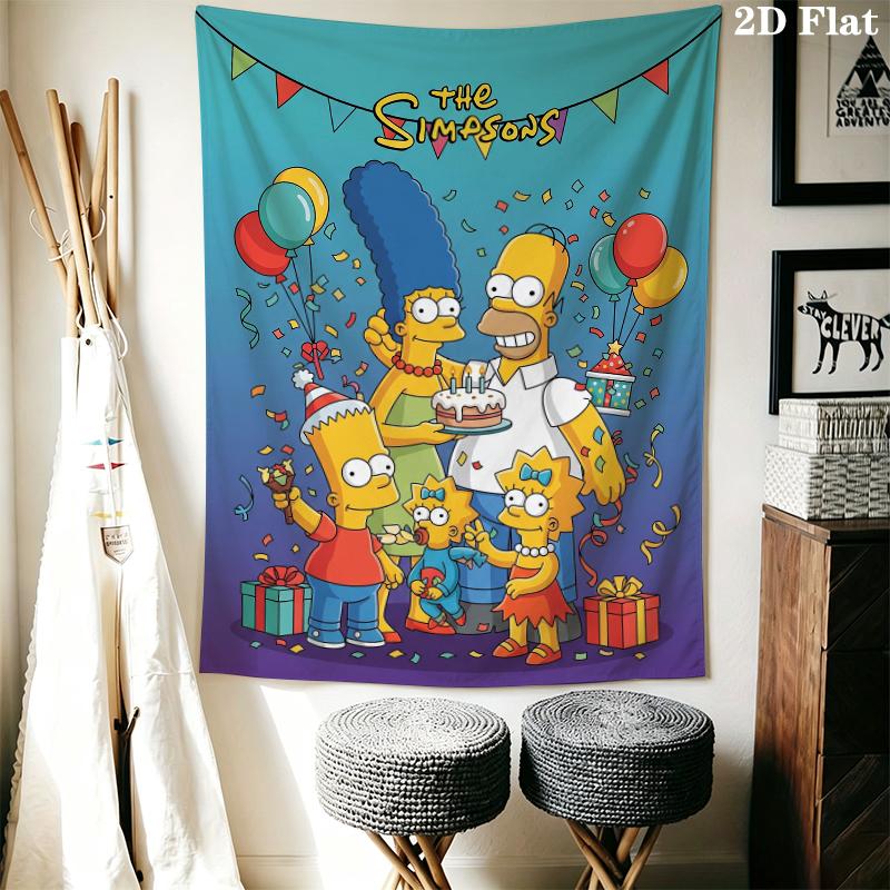 Simpsons Family Wall Tapestry Aesthetic Wall Hanging Printed Fabric Blanket Decorative Tapestries for Bedroom Living Room Home Decor