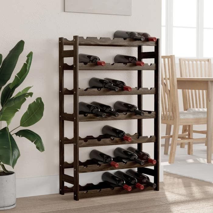 VidaXL Wine Rack for 42 Bottles Black Solid Pine Wood 373403