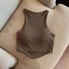 Canottiera imbottita da donna con reggiseno integrato, doppia fodera, collo alto, canottiera da stratificare, magliette basic, aderente, top estivo da uscire