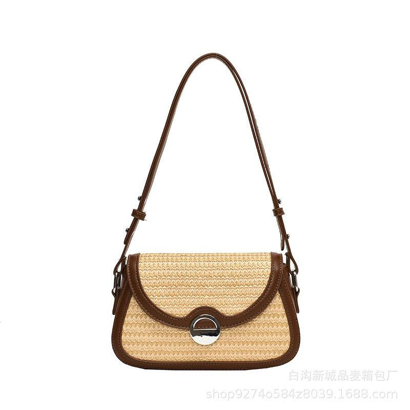 Internet celebrity explosion contrasting color armpit small bag women 2025 new niche design woven bag crossbody small square bag