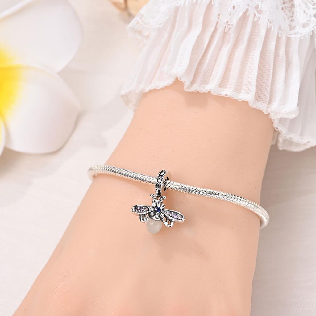 New 925 Silver Original Luminous Chameleon Firefly Beaded Jewelry Bead Bracelet