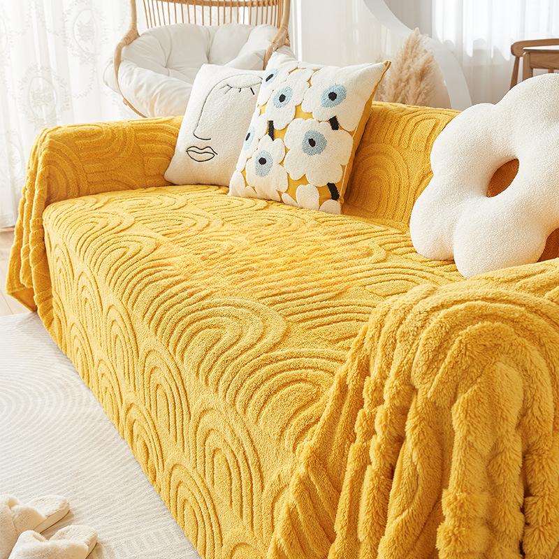 Cream Style Plush Sofa Towel Thickened Sofa Cover Towel Winter Full Covered Sofa Cover Cover Cloth Blanket