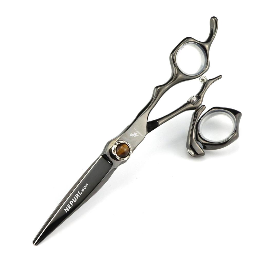 Napson 6.0" Black Rotating Hairdressing Set: Barber Scissors, Straight & Thinning Shears