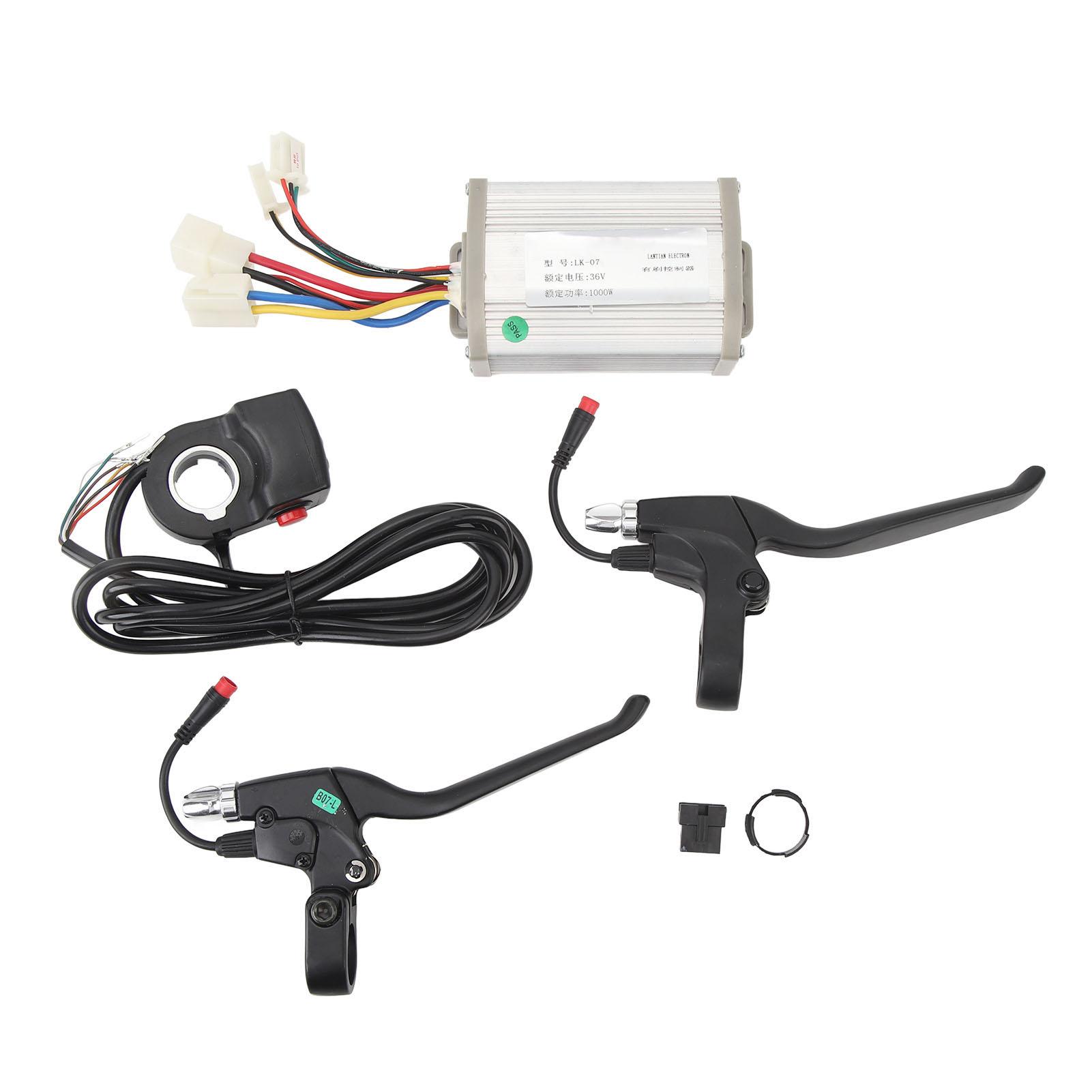 Electric Bike Controller Kit 36V 1000W Controller Thumb Throttle and Dual Brake Lever for Electric Scooter Motorcycle
