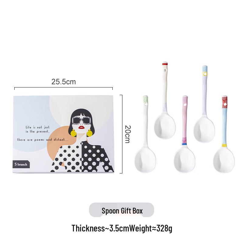 Aiqiyi Macaron Color-Block Ceramic Tableware 5 Spoons