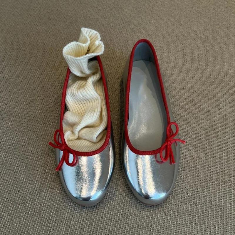 Brand Design Women's Shoes Sweet Round Toe butterfly-knot Comfort Soft Sole Daily Life Flats Ballet Shoes for Office Lady