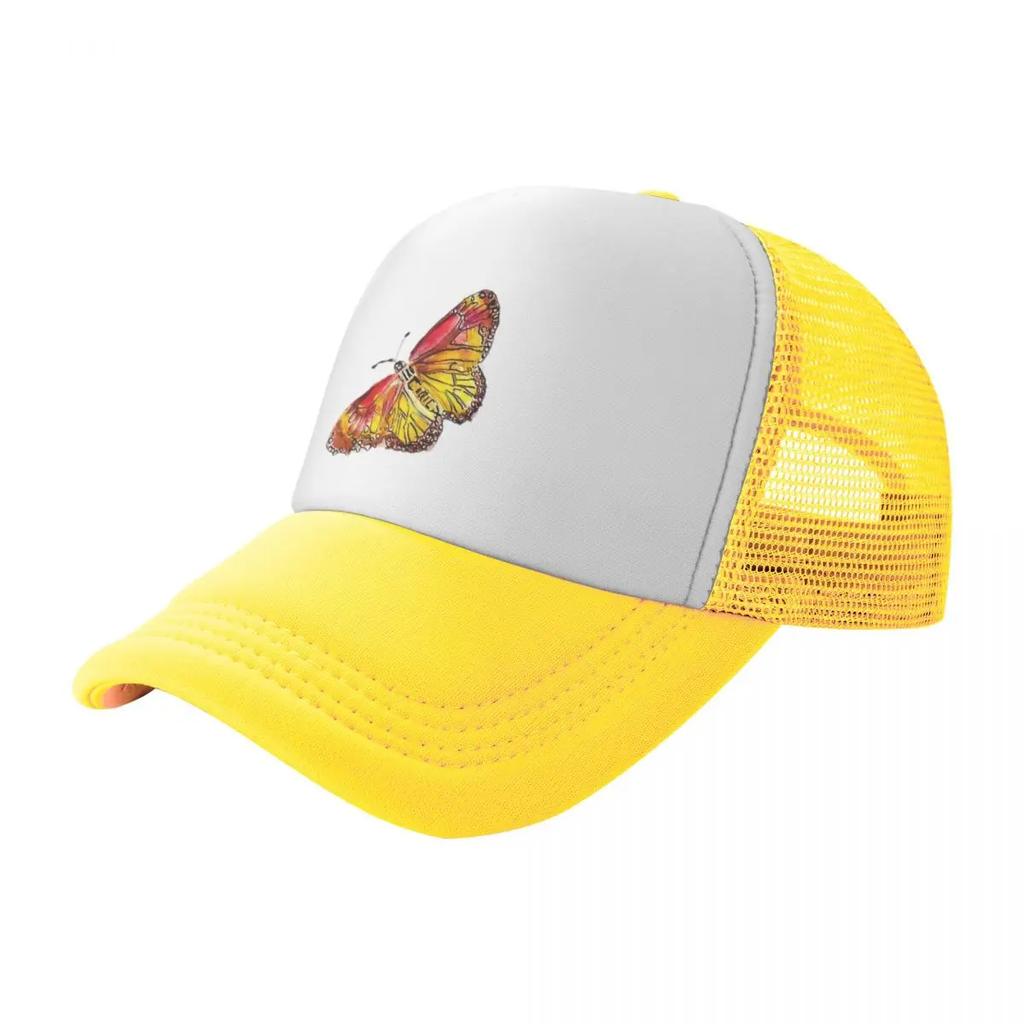 Yellow Pink Butterfly Baseball Cap Big Size Hat Golf Vintage Visor Man Womens