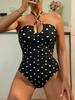 Sexy Polka Dot Conservatief Buikcontrole Push-Up Bikini Zwempak Voor Strand