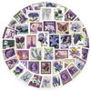 50 Purple Retro Stamps Graffiti Stickers Decorate Guitar Laptop Suitcase DIY Waterproof