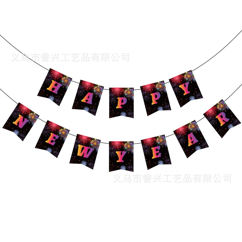 Happy New Year Flag Party Decoration Fishtail Banner