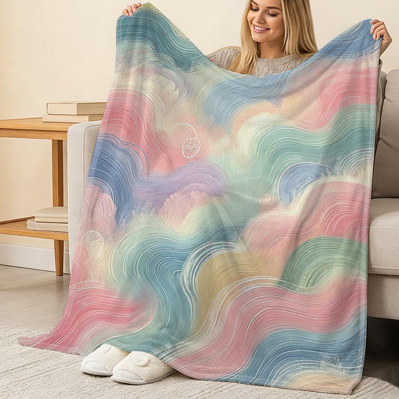 Abstract Art Series Flannel Blanket No Shedding, Soft, Colorful, Cozy Warm Throw for Home, Winter, Christmas, Halloween